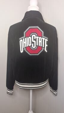 NWT Colosseum Ohio State Buckeyes Black Velour Varsity Jacket M